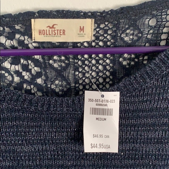 Brand New Hollister Navy sweater with lace back - Picture 2 of 4
